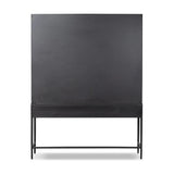 Featuring Jimi Black Cabinet by Four Hands at Amethyst Home. Storage-driven cabinetry inspired by angular geometry. Rich with monochromatic presence, a black-finished metal cabinet pairs with an airy iron base for a balance in scale. Three drawers bring even more storage, with bi-fold glass doors for display options. Minimalist bronzed hardware completes th. Amethyst Home provides interior design, new home construction design consulting, vintage area rugs, and lighting in the Nashville metro area.