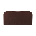 Subtly curved, this swooping bed frame is fully upholstered in a soft, plum-hue fabric for an inviting look that's rich in comfort Amethyst Home provides interior design, new home construction design consulting, vintage area rugs, and lighting in the Charlotte metro area.