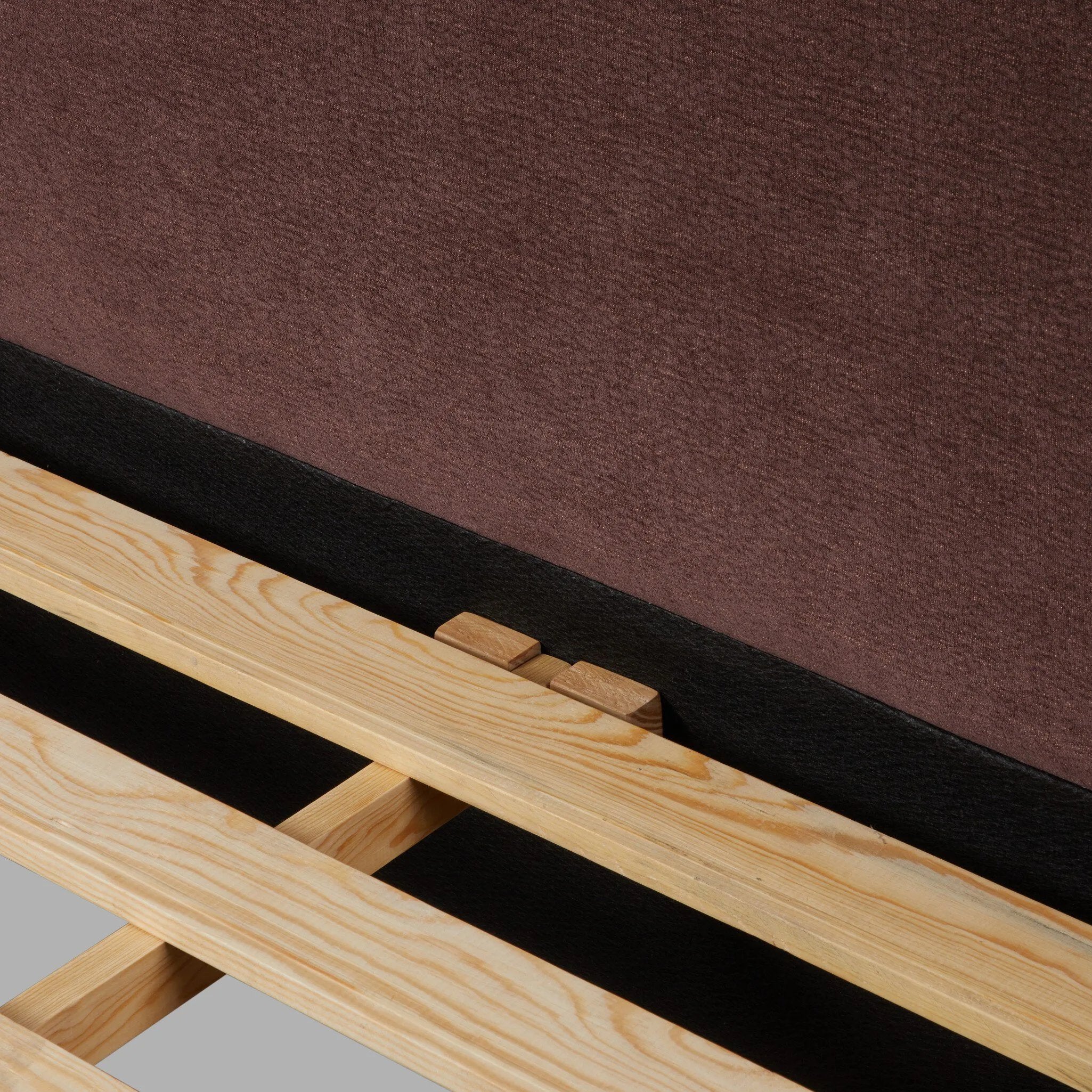 Subtly curved, this swooping bed frame is fully upholstered in a soft, plum-hue fabric for an inviting look that's rich in comfort Amethyst Home provides interior design, new home construction design consulting, vintage area rugs, and lighting in the Monterey metro area.