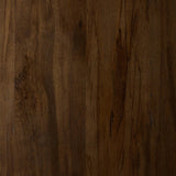 Perception play at work. A unique three-leg design shapes an organic, intentionally imperfect silhouette with a handmade look and feel. Legs of solid melina wood feature primitive design detailing while the desktop, made of spalted primavera, flaunts natural knots and graining. Together, that pairing of woods creates an intriguing visual contrast. Amethyst Home provides interior design, new home construction design consulting, vintage area rugs, and lighting in the Boston metro area.