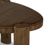 Perception play at work. A unique three-leg design shapes an organic, intentionally imperfect silhouette with a handmade look and feel. Legs of solid melina wood feature primitive design detailing while the desktop, made of spalted primavera, flaunts natural knots and graining. Together, that pairing of woods creates an intriguing visual contrast. Amethyst Home provides interior design, new home construction design consulting, vintage area rugs, and lighting in the Monterey metro area.