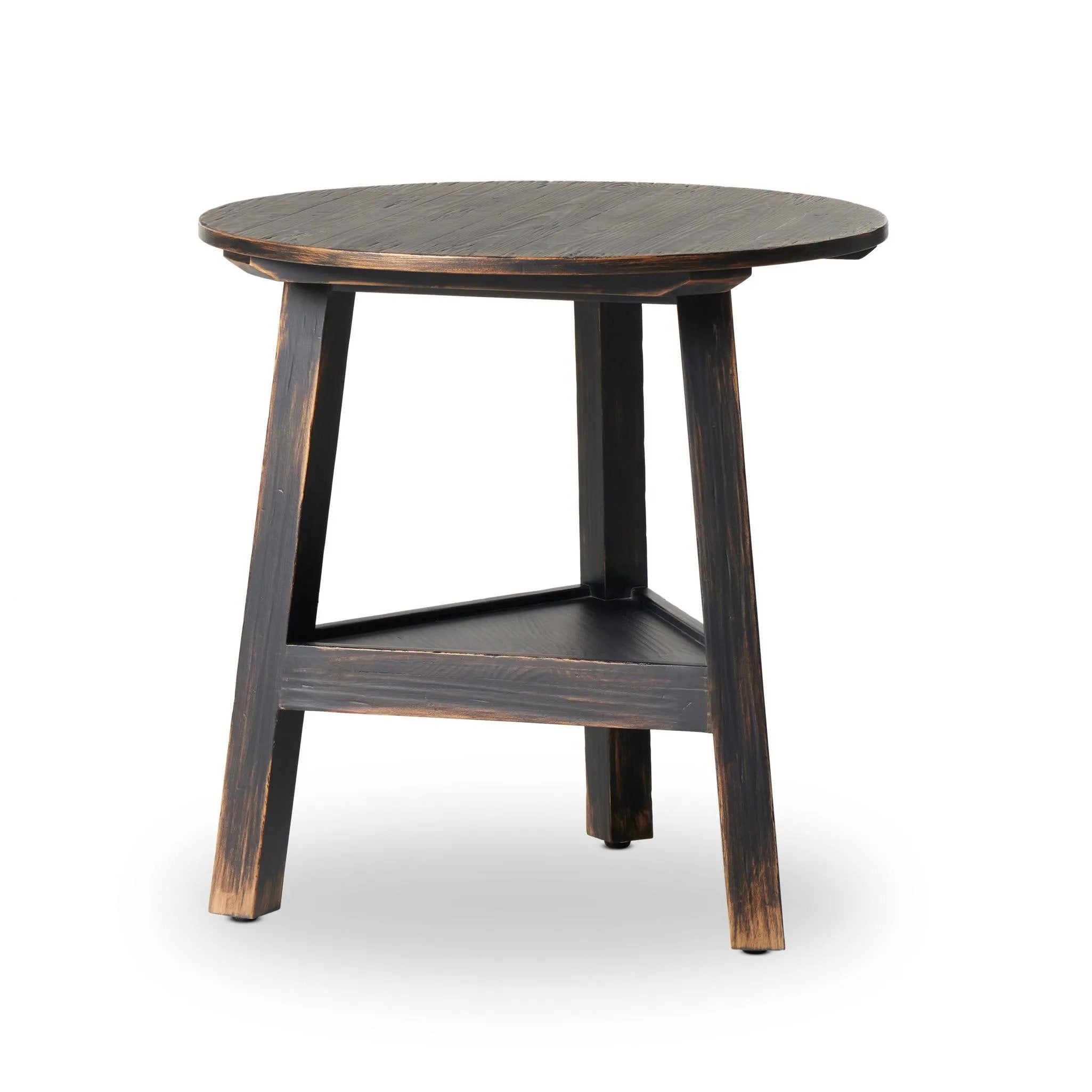Featuring Kickapoo Distressed Black Veneer River Cricket Table by Four Hands at Amethyst Home. By the makers at Van Thiel, known for their antique-inspired pieces and hand-applied finishes. A versatile end table of distressed black pine brings an extra surface or seat to any room.Overall Dimensions: 25.50"w x 25.50"d x 25.50"hWeight : 20.50 lbsMaterials: P. Amethyst Home provides interior design, new home construction design consulting, vintage area rugs, and lighting in the Washington metro area.