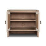 Featuring Kiran Sandy Oak Veneer Nightstand by Four Hands at Amethyst Home. Bring storage to your bedside with a monochromatic nightstand of sandy oak and painted linen, with split-circle iron hardware. A spacious interior features removable shelving to custom suit your needs. Overall Dimensions: 30.00"w x 20.00"d x 25.00"h. Amethyst Home provides interior design, new home construction design consulting, vintage area rugs, and lighting in the Nashville metro area.