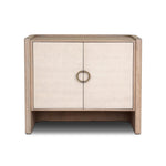Featuring Kiran Sandy Oak Veneer Nightstand by Four Hands at Amethyst Home. Bring storage to your bedside with a monochromatic nightstand of sandy oak and painted linen, with split-circle iron hardware. A spacious interior features removable shelving to custom suit your needs. Overall Dimensions: 30.00"w x 20.00"d x 25.00"h. Amethyst Home provides interior design, new home construction design consulting, vintage area rugs, and lighting in the Park City metro area.