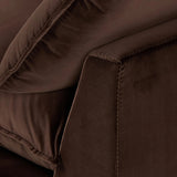 Designed to mimic the casual comfort of a feather duvet, slightly flared arms frame feather-blend cushioning upholstered in a cocoa-colored cotton, for a relaxed look and sink-in feel. Fluff cushions regularly to maintain appearance Amethyst Home provides interior design, new home construction design consulting, vintage area rugs, and lighting in the Park City metro area.