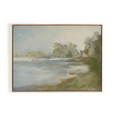 Inspired by nature and the beauty of ordinary life, Dallas-based artist Lauren Fuhr captures a peaceful lake scene. Complemented by a natural maple floater frame. Handmade in Austin, Texas.As enthusiasts of luxe aesthetics at Amethyst, we love the nature inspired Lake by Lauren Fuhr. Amethyst Home provides interior design, new home construction design consulting, vintage area rugs, and lighting in the Tampa metro area.