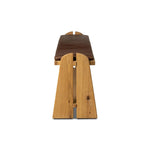 Style this versatile bench just about anywhere. A light, toasted oak frame shapes tapered paddle legs, with relief and split-leg detailing for a design-forward look. A thin layer of brown top-grain leather brings warmth and comfort to the whole look. Amethyst Home provides interior design, new home construction design consulting, vintage area rugs, and lighting in the Washington metro area.