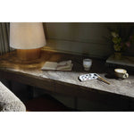 Featuring Lawson Brown Oak Veneer Desk by Four Hands at Amethyst Home. The traditional writing desk, elevated with mixed materials. Vein-rich marble tops an angular brown oak base, with two pencil drawers for storage. Overall Dimensions: 73.50"w x 28.00"d x 30.00"h. Amethyst Home provides interior design, new home construction design consulting, vintage area rugs, and lighting in the Alpharetta metro area.