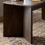 Featuring Lawson Brown Oak Veneer Desk by Four Hands at Amethyst Home. The traditional writing desk, elevated with mixed materials. Vein-rich marble tops an angular brown oak base, with two pencil drawers for storage. Overall Dimensions: 73.50"w x 28.00"d x 30.00"h. Amethyst Home provides interior design, new home construction design consulting, vintage area rugs, and lighting in the Seattle metro area.