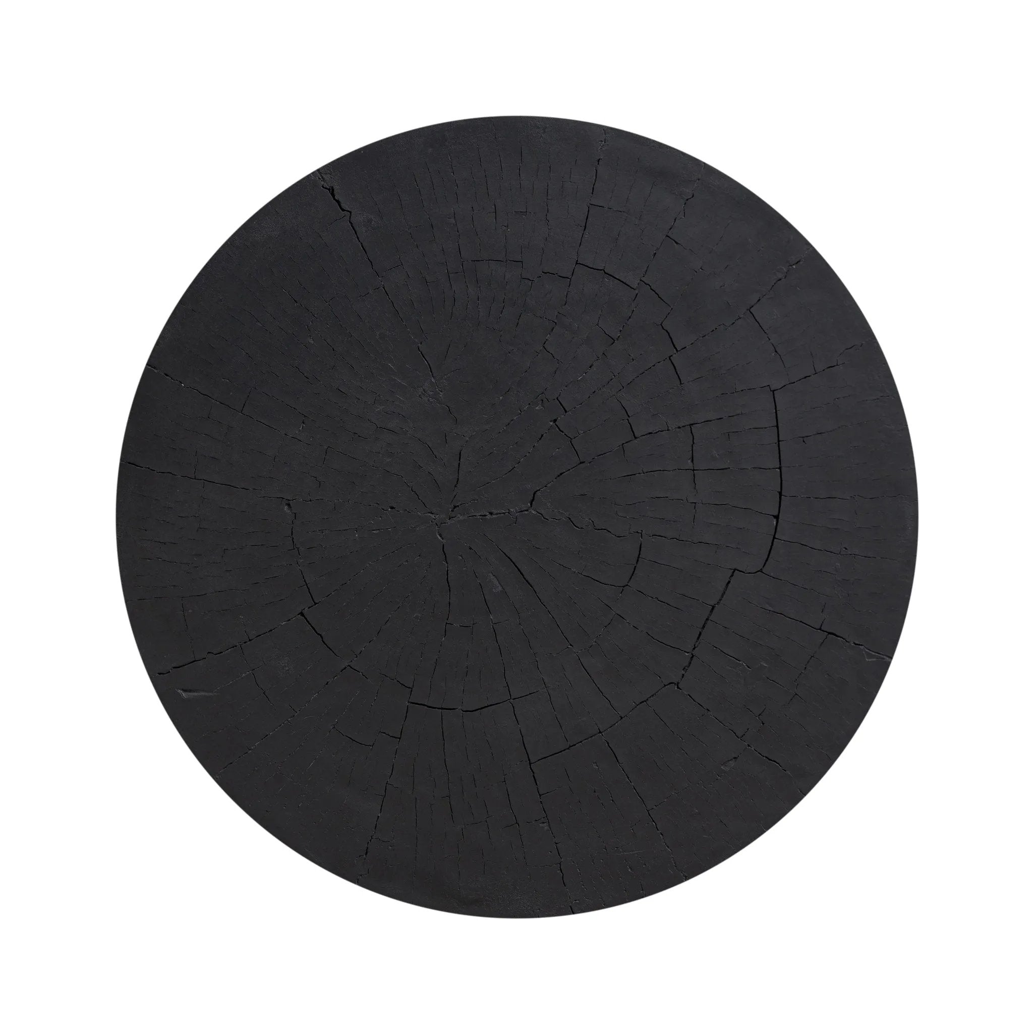 Ground any room with a style inspired by the beautiful simplicity of nature. Made of black-finished resin, the form for this special piece is molded from a tree trunk that's been cut into a circle, then cast in resin to recreate the same  texture of the trunk, even the saw marks where it was cut — talk about a true statement piece Amethyst Home provides interior design, new home construction design consulting, vintage area rugs, and lighting in the Tampa metro area.