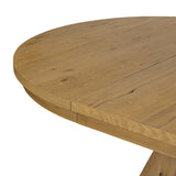 Featuring Leif Aged Natural Oak Veneer 60" Round Extension Dining Table by Four Hands at Amethyst Home. Inspired by European antiques, an extension dining table blends traditional and transitional design elements for a timeless look. A tapered, squared-off base supports a top that extends from a circle to an oval with a 20" leaf, accommodating up to 8 guest. Amethyst Home provides interior design, new home construction design consulting, vintage area rugs, and lighting in the Nashville metro area.