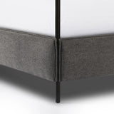 Featuring Leigh San Remo Ash Canopy Bed by Four Hands at Amethyst Home. Safari styling gets refreshed with ash grey fabric and leather straps that secure decorative suspended headboard pillows. Box spring required. This bed is not compatible with an adjustable mattress.KingOverall Dimensions: 80.75"w x 84.75"d x 82.25"hWeight: 212.74 lbsQueenOverall Dimensions:. Amethyst Home provides interior design, new home construction design consulting, vintage area rugs, and lighting in the Tampa metro area.