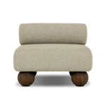 Add a little fun to your space with this boldly shaped outdoor chair. Fully upholstered seat and bolster back finish in teak ball feet. Cover or store inside during inclement weather or when not in use.As enthusiasts of luxe materials at Amethyst, we love the optimistic inspired Leilani Outdoor Chair - Alessi Buff. Amethyst Home provides interior design, new home construction design consulting, vintage area rugs, and lighting in the Newport Beach metro area.