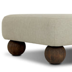 Add a little fun to your space with this boldly shaped outdoor chaise. Fully upholstered seat and bolster back finish in teak ball feet. Cover or store inside during inclement weather or when not in use.As enthusiasts of clean materials at Amethyst, we love the optimistic inspired Leilani Outdoor Chaise - Alessi Buff. Amethyst Home provides interior design, new home construction design consulting, vintage area rugs, and lighting in the Los Angeles metro area.