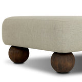 Add a little fun to your space with this boldly shaped outdoor chaise. Fully upholstered seat and bolster back finish in teak ball feet. Cover or store inside during inclement weather or when not in use.As enthusiasts of clean materials at Amethyst, we love the optimistic inspired Leilani Outdoor Chaise - Alessi Buff. Amethyst Home provides interior design, new home construction design consulting, vintage area rugs, and lighting in the Los Angeles metro area.