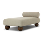 Add a little fun to your space with this boldly shaped outdoor chaise. Fully upholstered seat and bolster back finish in teak ball feet. Cover or store inside during inclement weather or when not in use.As enthusiasts of clean materials at Amethyst, we love the optimistic inspired Leilani Outdoor Chaise - Alessi Buff. Amethyst Home provides interior design, new home construction design consulting, vintage area rugs, and lighting in the Tampa metro area.