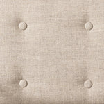 Inspired by a vintage safari-style frame, this dining chair is defined by the fluid strap arms. Semi-attached cushions in taupe performance fabric, finished with button tufting details. Framed out by warm parawood. Amethyst Home provides interior design, new home construction design consulting, vintage area rugs, and lighting in the Boston metro area.