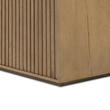 Made from rustic-finished oak with a plinth-style base, clean angles and linear reeding define this midcentury-spirited sideboard. Fully finished interior for a beautiful look inside and out. Designed in partnership with longtime Four Hands collaborator Thomas Bina and Brazilian designer Ronald Sasson Amethyst Home provides interior design, new home construction design consulting, vintage area rugs, and lighting in the Winter Garden metro area.