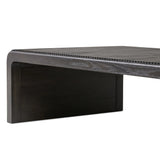 Featuring Leo Smoked Black Coffee Table by Four Hands at Amethyst Home. Overall Dimensions: 65.00"w x 27.50"d x 14.00"hWeight : 99.21 lbsMaterials: Solid Oak, Thick Oak Veneer, Engineered Hardwood. Amethyst Home provides interior design, new home construction design consulting, vintage area rugs, and lighting in the Alpharetta metro area.