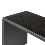 Featuring Leo Smoked Black Console Table by Four Hands at Amethyst Home. Smoked black oak shapes an elongated console table, rich with reeding. Subtly rounded edges reflect Brazilian midcentury inspiration behind this crafted minimalist piece. Designed in partnership with longtime Four Hands collaborator Thomas Bina and designer Ronald Sasson.Overall Dimen. Amethyst Home provides interior design, new home construction design consulting, vintage area rugs, and lighting in the Washington metro area.