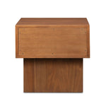 Add subtle statement to your bedside with architectural modern monolith-style nightstand. An exaggerated solid acacia pedestal elevates a matching case, while an iron handle in an aged bronze finish completes the look.As fans of wabi sabi style at Amethyst, we love the designer inspired Lilas Nightstand - Saddle Tan Veneer. Amethyst Home provides interior design, new home construction design consulting, vintage area rugs, and lighting in the Winter Garden metro area.