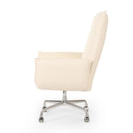 Featuring Lionel Kerbey Ivory Desk Chair by Four Hands at Amethyst Home. Wrapped in buttery-soft ivory top-grain leather, this structured, high-back chair is designed for comfort and style. Stainless steel casters and a 360-degree swivel for ease in the modern workspace.Overall Dimensions: 27.25"w x 29.00"d x 44.00"hWeight : 38.43 lbsMaterials: 96% Poly. Amethyst Home provides interior design, new home construction design consulting, vintage area rugs, and lighting in the Newport Beach metro area.