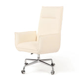 Featuring Lionel Kerbey Ivory Desk Chair by Four Hands at Amethyst Home. Wrapped in buttery-soft ivory top-grain leather, this structured, high-back chair is designed for comfort and style. Stainless steel casters and a 360-degree swivel for ease in the modern workspace.Overall Dimensions: 27.25"w x 29.00"d x 44.00"hWeight : 38.43 lbsMaterials: 96% Polyest. Amethyst Home provides interior design, new home construction design consulting, vintage area rugs, and lighting in the Scottsdale metro area.