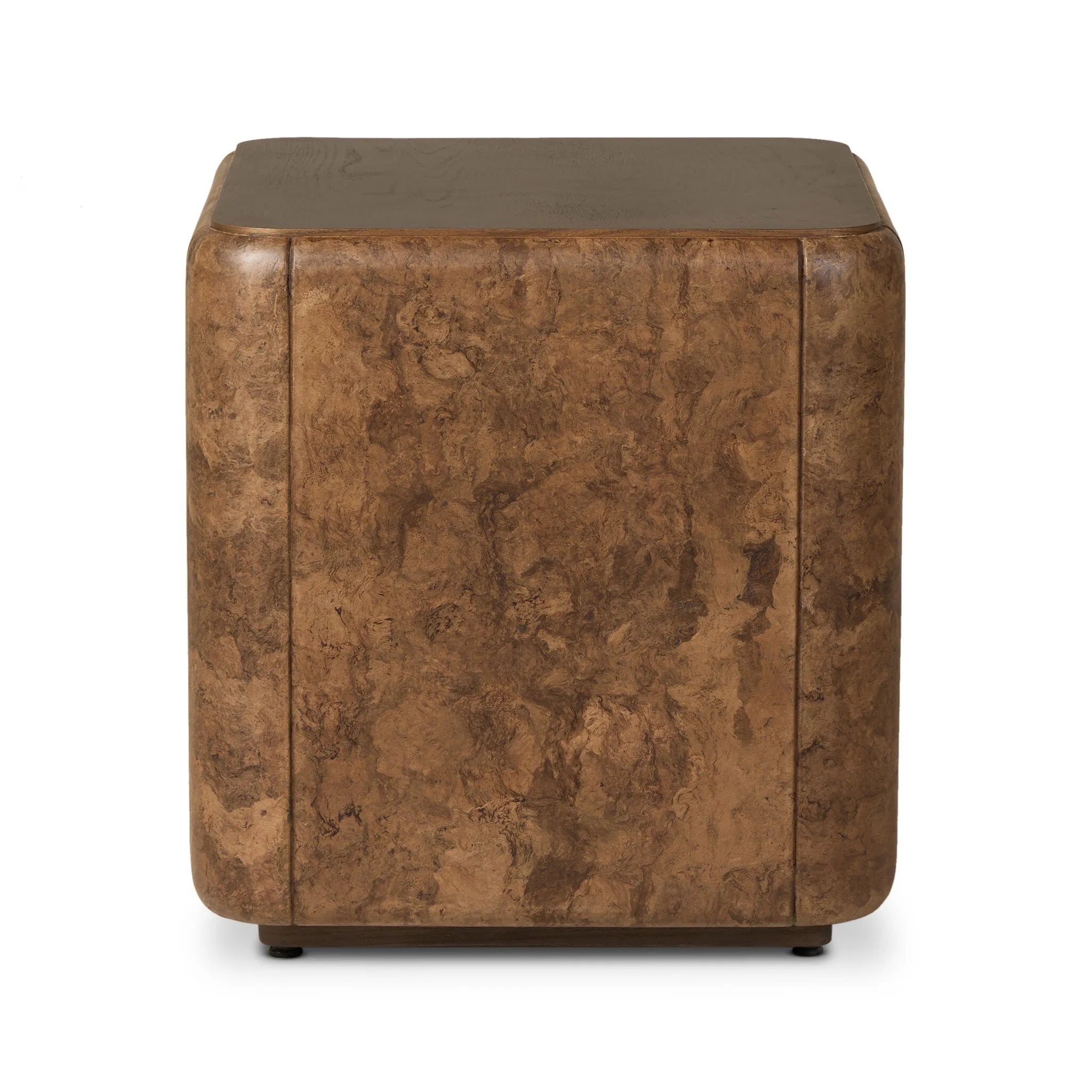Thick oak veneer and dark paper fiber pair to shape a softened rectangle coffee table, with beautiful natural movement on the sides.As fans of modern style at Amethyst, we love the warm modern inspired Lola End Table - Chestnut Oak Veneer. This item pairs well with other brands such as Visual Comfort and is perfect for wabi sabi homes Amethyst Home provides interior design, new home construction design consulting, vintage area rugs, and lighting in the Houston metro area.