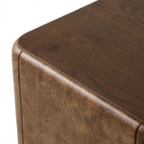 Thick oak veneer and dark paper fiber pair to shape a softened rectangle coffee table, with beautiful natural movement on the sides.As fans of modern style at Amethyst, we love the warm modern inspired Lola End Table - Chestnut Oak Veneer. This item pairs well with other brands such as Visual Comfort and is perfect for wabi sabi homes Amethyst Home provides interior design, new home construction design consulting, vintage area rugs, and lighting in the Miami metro area.