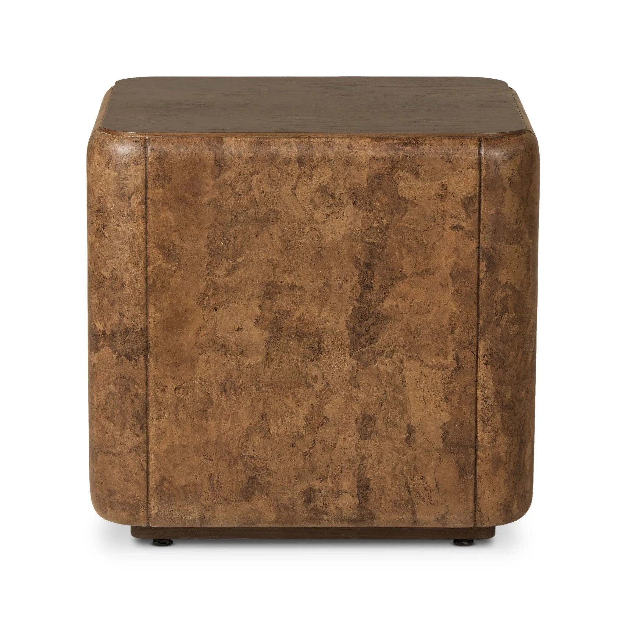 Thick oak veneer and dark paper fiber pair to shape a softened rectangle coffee table, with beautiful natural movement on the sides.As fans of modern style at Amethyst, we love the warm modern inspired Lola End Table - Chestnut Oak Veneer. This item pairs well with other brands such as Visual Comfort and is perfect for wabi sabi homes Amethyst Home provides interior design, new home construction design consulting, vintage area rugs, and lighting in the San Diego metro area.