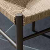 Featuring Lomas Textured Dune Outdoor Metal Dining Chair by Four Hands at Amethyst Home. Make a bold statement with contrasting materials. Slim, tapered metal frames this woven all-weather wicker outdoor dining chair. Cover or store indoors during inclement weather and when not in use. Overall Dimensions: 19.00"w x 23.00"d x 34.00"h. Amethyst Home provides interior design, new home construction design consulting, vintage area rugs, and lighting in the Nashville metro area.