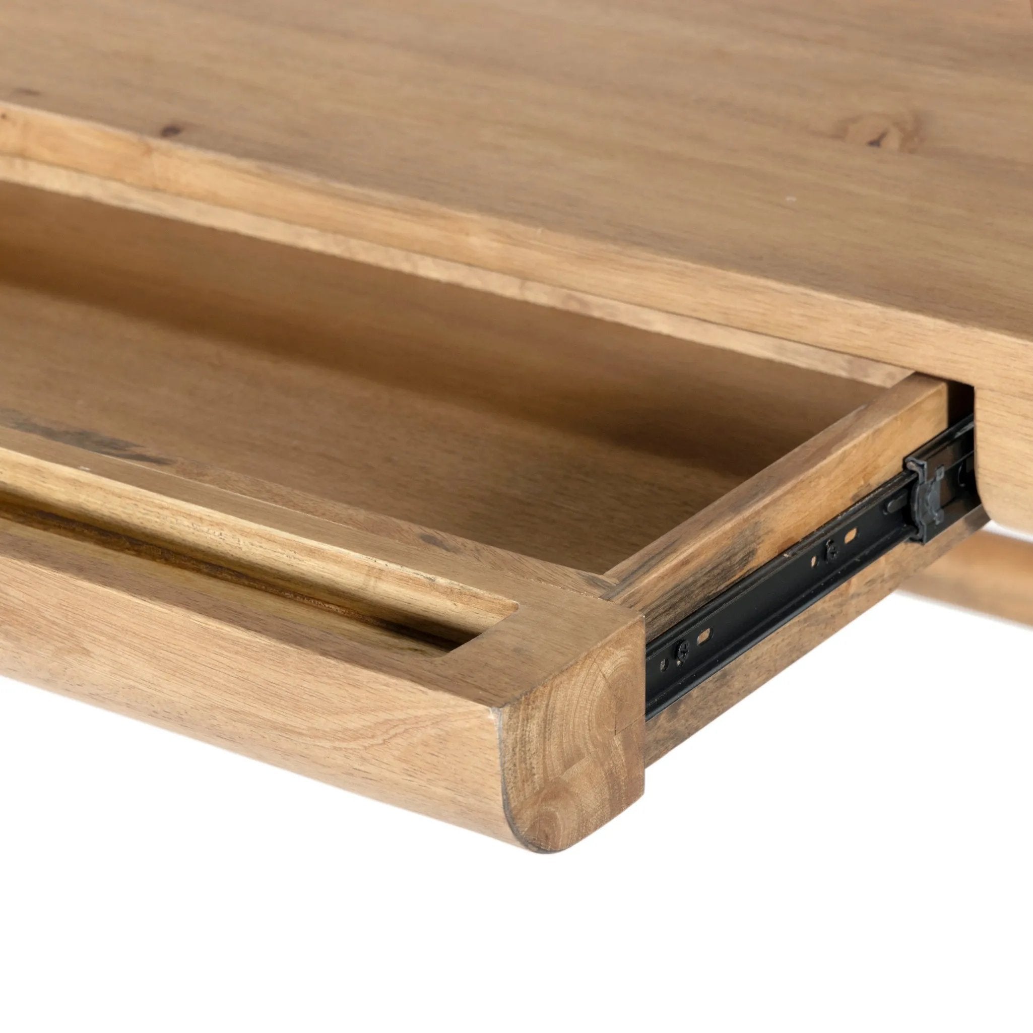 Featuring Lorik Caramel Rubberwood Desk by Four Hands at Amethyst Home. Wabi Sabi-inspired and designed with a clean, bold shape. This rustic desk features a modernized shape crafted from caramel-finished wood. Designed with cylindrical legs that are both angled and tapered for added movement. Built-in, hidden pencil drawers keep the focus on the natur. Amethyst Home provides interior design, new home construction design consulting, vintage area rugs, and lighting in the Salt Lake City metro area.