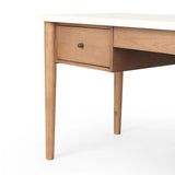 Featuring Lorna Amber Ash Veneer Desk by Four Hands at Amethyst Home. Set a light tone for your workspace with a material-driven desk of cream marble and amber ash. A clean, streamlined design with tapered cylinder legs and side drawers.Overall Dimensions: 70.00"w x 26.75"d x 30.00"hWeight : 208.33 lbsMaterials: Ash Veneer, Solid Ash, Solid Marble. Amethyst Home provides interior design, new home construction design consulting, vintage area rugs, and lighting in the Salt Lake City metro area.