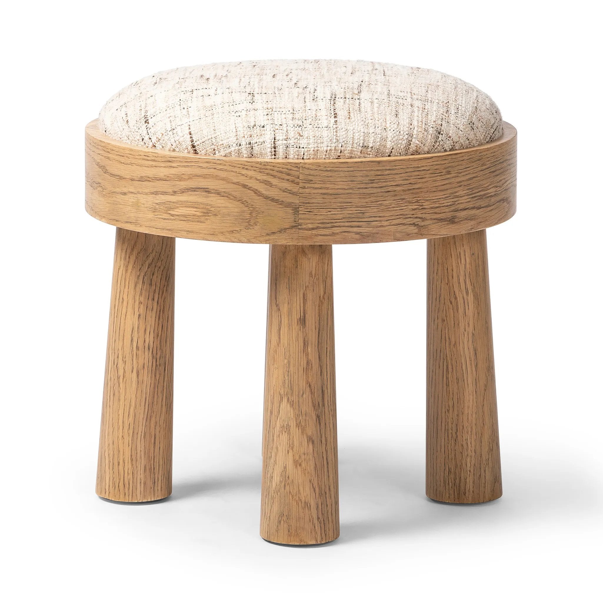 Featuring Louise Ostend Natural Accent Stool by Four Hands at Amethyst Home. A simple, charming stool with natural oak wood veneer finish and textured neutral fabric seat. Tapered legs add subtle character.Overall Dimensions: 19.00"w x 19.00"d x 19.25"hWeight : 23.81 lbsMaterials: 58% Flax/Linen, 35% Acrylic, 7% Polyester, Oak Veneer, Solid Ash. Amethyst Home provides interior design, new home construction design consulting, vintage area rugs, and lighting in the Boston metro area.