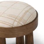 Featuring Louise Sheffield Ivory Accent Stool by Four Hands at Amethyst Home. A simple, charming stool with natural oak wood veneer finish and a seat upholstered in a traditional ivory fabric with a classic box pattern. Tapered legs add subtle character.Overall Dimensions: 19.00"w x 19.00"d x 19.25"hWeight : 23.81 lbsMaterials: 100% Polyester, Oak Veneer, S. Amethyst Home provides interior design, new home construction design consulting, vintage area rugs, and lighting in the Calabasas metro area.