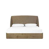 Featuring Maeve Laken Taupe Bed by Four Hands at Amethyst Home. Clean lines meet contoured curves for a timeless bedroom look. A petal-shaped shelter overlaps side rails for a unique,  comforting silhouette. Fully upholstered in a versatile taupe that complements a wide range of color palettes, all grounded by a rich oak base. Overall Dimensions: Queen:
70.50"w. Amethyst Home provides interior design, new home construction design consulting, vintage area rugs, and lighting in the Miami metro area.