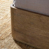 Featuring Maeve Laken Taupe Bed by Four Hands at Amethyst Home. Clean lines meet contoured curves for a timeless bedroom look. A petal-shaped shelter overlaps side rails for a unique,  comforting silhouette. Fully upholstered in a versatile taupe that complements a wide range of color palettes, all grounded by a rich oak base. Overall Dimensions: Queen:
70. Amethyst Home provides interior design, new home construction design consulting, vintage area rugs, and lighting in the Washington metro area.