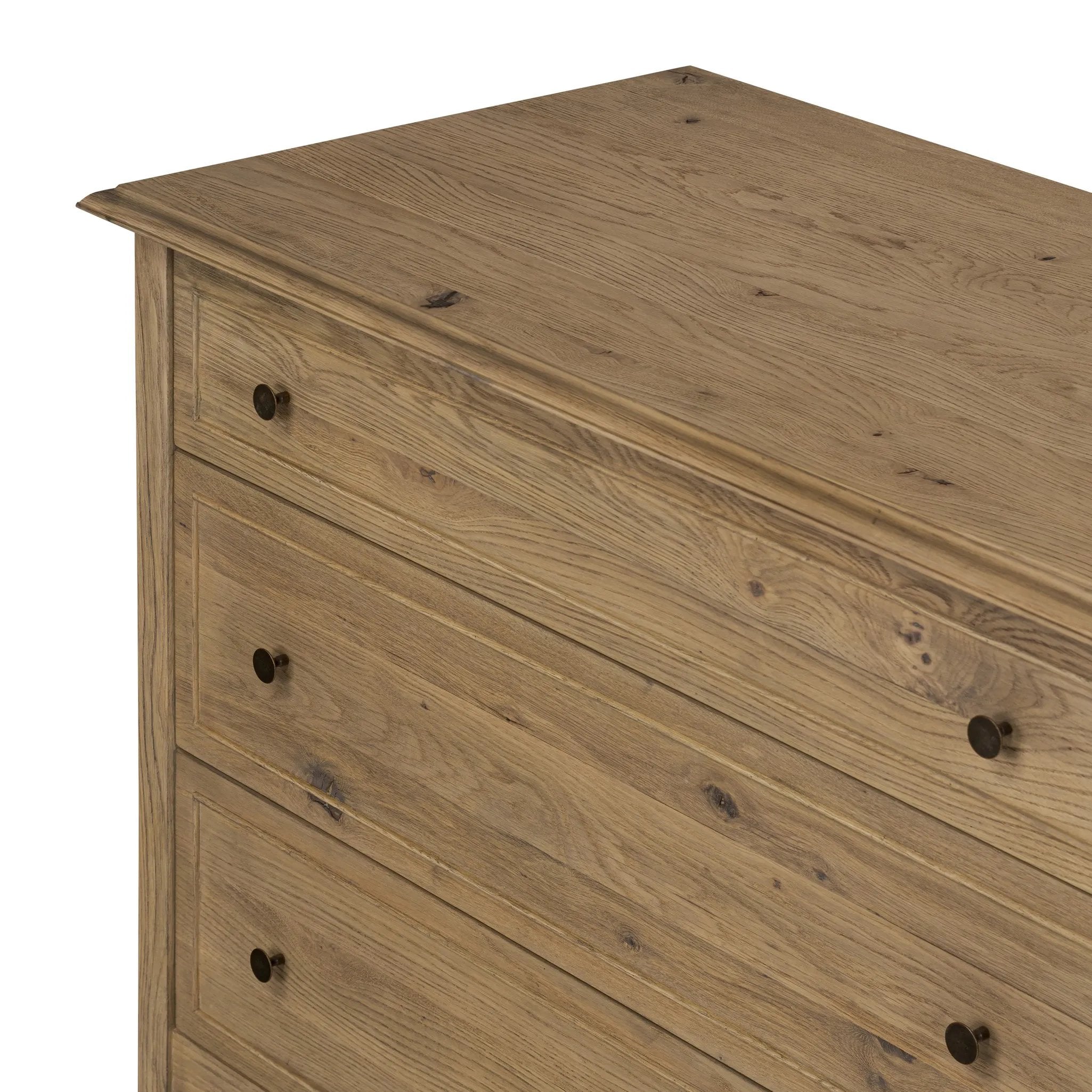 Featuring Maggie Aged Smoked Oak Resawn 6 Drawer Dresser by Four Hands at Amethyst Home. A cleanly shaped six-drawer dresser is crafted from aged smoked oak, highlighting the wood's natural grain. Roomy drawers offer plenty of space for bedroom storage, while the slim, tapered legs give the piece a subtle lift, creating a grounded look.Overall Dimensions: 7. Amethyst Home provides interior design, new home construction design consulting, vintage area rugs, and lighting in the Calabasas metro area.