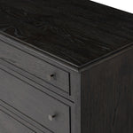 Featuring Maggie Smoked Black Oak Veneer 6 Drawer Dresser by Four Hands at Amethyst Home. A cleanly shaped six-drawer dresser is crafted from smoked black oak, highlighting the wood's natural grain. Roomy drawers offer plenty of space for bedroom storage, while the slim, tapered legs give the piece a subtle lift, creating a grounded look.Overall Dimensi. Amethyst Home provides interior design, new home construction design consulting, vintage area rugs, and lighting in the Newport Beach metro area.