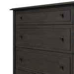 Featuring Maggie Smoked Black Oak Veneer 6 Drawer Dresser by Four Hands at Amethyst Home. A cleanly shaped six-drawer dresser is crafted from smoked black oak, highlighting the wood's natural grain. Roomy drawers offer plenty of space for bedroom storage, while the slim, tapered legs give the piece a subtle lift, creating a grounded look.Overall Dimensions: 77.. Amethyst Home provides interior design, new home construction design consulting, vintage area rugs, and lighting in the Tampa metro area.