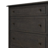 Featuring Maggie Smoked Black Oak Veneer 6 Drawer Dresser by Four Hands at Amethyst Home. A cleanly shaped six-drawer dresser is crafted from smoked black oak, highlighting the wood's natural grain. Roomy drawers offer plenty of space for bedroom storage, while the slim, tapered legs give the piece a subtle lift, creating a grounded look.Overall Dimensions: 77.. Amethyst Home provides interior design, new home construction design consulting, vintage area rugs, and lighting in the Tampa metro area.