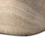 Simple shaping gets an elevated update with a classic plinth base mirrored in a lip detail around the tabletop. The rounded corners of this outdoor coffee table showcase textured sandy grey concrete, designed to mimic the detail found in natural stone. Cover or store indoors during inclement weather and when not in use. Amethyst Home provides interior design, new home construction design consulting, vintage area rugs, and lighting in the Kansas City metro area.
