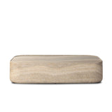 Simple shaping gets an elevated update with a classic plinth base mirrored in a lip detail around the tabletop. The rounded corners of this outdoor coffee table showcase textured sandy grey concrete, designed to mimic the detail found in natural stone. Cover or store indoors during inclement weather and when not in use. Amethyst Home provides interior design, new home construction design consulting, vintage area rugs, and lighting in the Scottsdale metro area.