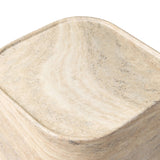Simple shaping gets an elevated update with a classic plinth base mirrored in a lip detail around the tabletop. The rounded corners of this outdoor end table showcase textured sandy grey concrete, designed to mimic the detail found in natural stone. Cover or store indoors during inclement weather and when not in use. Amethyst Home provides interior design, new home construction design consulting, vintage area rugs, and lighting in the Houston metro area.