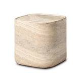 Simple shaping gets an elevated update with a classic plinth base mirrored in a lip detail around the tabletop. The rounded corners of this outdoor end table showcase textured sandy grey concrete, designed to mimic the detail found in natural stone. Cover or store indoors during inclement weather and when not in use. Amethyst Home provides interior design, new home construction design consulting, vintage area rugs, and lighting in the Laguna Beach metro area.