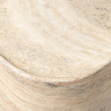 Simple shaping gets an elevated update with a classic plinth base mirrored in a lip detail around the tabletop. The rounded corners of this outdoor end table showcase textured sandy grey concrete, designed to mimic the detail found in natural stone. Cover or store indoors during inclement weather and when not in use. Amethyst Home provides interior design, new home construction design consulting, vintage area rugs, and lighting in the Nashville metro area.