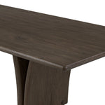 Designed by Thomas Bina and Ronald Sasson, a design partnership blending both modern minimalist and Brazilian influences. Grand-scale dining table is crafted from natural reclaimed French oak with tapered pedestal panels connected at the base Amethyst Home provides interior design, new home construction design consulting, vintage area rugs, and lighting in the Alpharetta metro area.