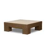A fully woven outdoor coffee table, inspired by the classic Parsons shape. The engineered stone top is inset for a seamless blend of materials, bringing subtle tonal variation for added visual intrigue. Cover or store indoors when not in use or during inclement weather. Amethyst Home provides interior design, new home construction design consulting, vintage area rugs, and lighting in the Omaha metro area.