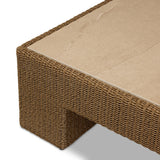 A fully woven outdoor coffee table, inspired by the classic Parsons shape. The engineered stone top is inset for a seamless blend of materials, bringing subtle tonal variation for added visual intrigue. Cover or store indoors when not in use or during inclement weather. Amethyst Home provides interior design, new home construction design consulting, vintage area rugs, and lighting in the Salt Lake City metro area.