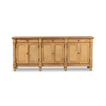 Inspired by European antiques, this solid pine sideboard features classic molding and detailing with distressed copper hardware for an authentic heirloom look and feel. Grand in scale with plenty of interior storage including three top drawers. Rear cutouts for cord management Amethyst Home provides interior design, new home construction design consulting, vintage area rugs, and lighting in the Calabasas metro area.